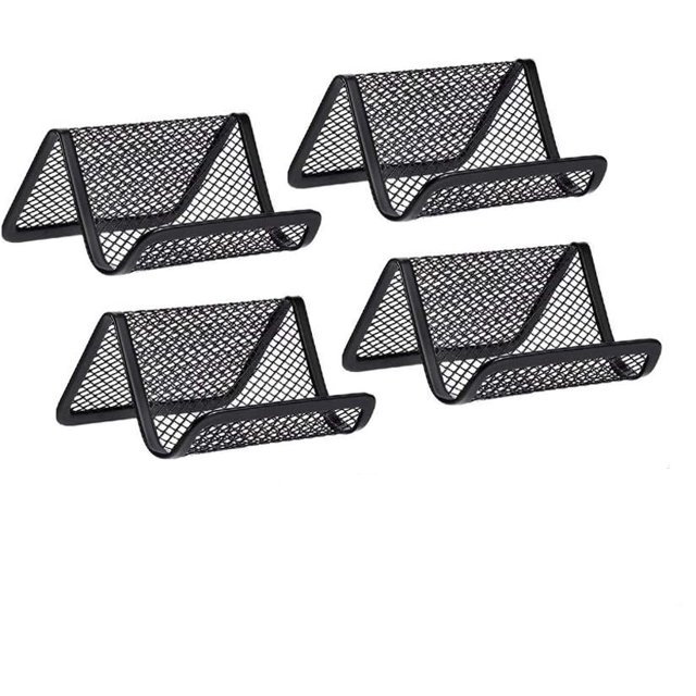 4Pcs Business Card Holders Metal Desk Business Card Holder Card Organizer, Mesh Business Card Display Holder
