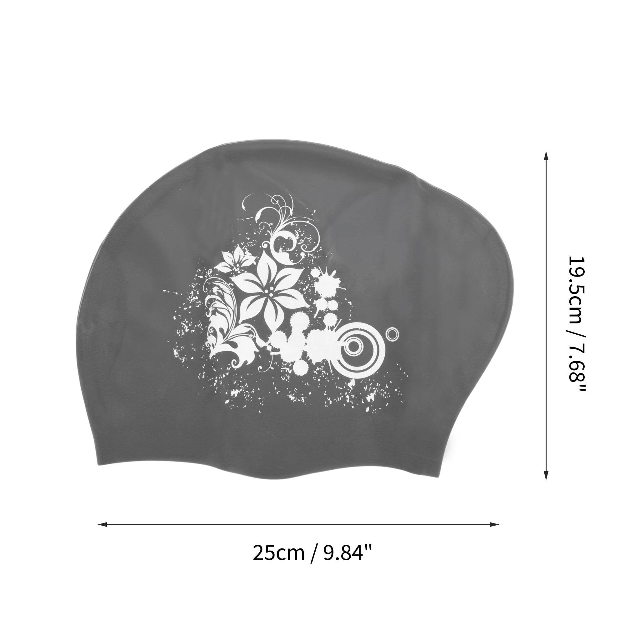 Unique Bargains Floral Pattern Swim Cap 1Pc Black