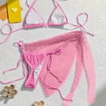 thumbnail image 5 of IYYVV Women's 3 Piece Solid Swimwear Halter Bikini Sets with Cover Up String Tie Side Bathing Suits Pink XL, 5 of 5