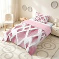 thumbnail image 2 of Manfei Watercolor Diamond Geometric Twin Comforter Sets, Rose Gold Metalic Bedding Set, Pink White, Pink Reversible 2 Pieces, 1 Comforter and 1 Pillowcase, 2 of 6