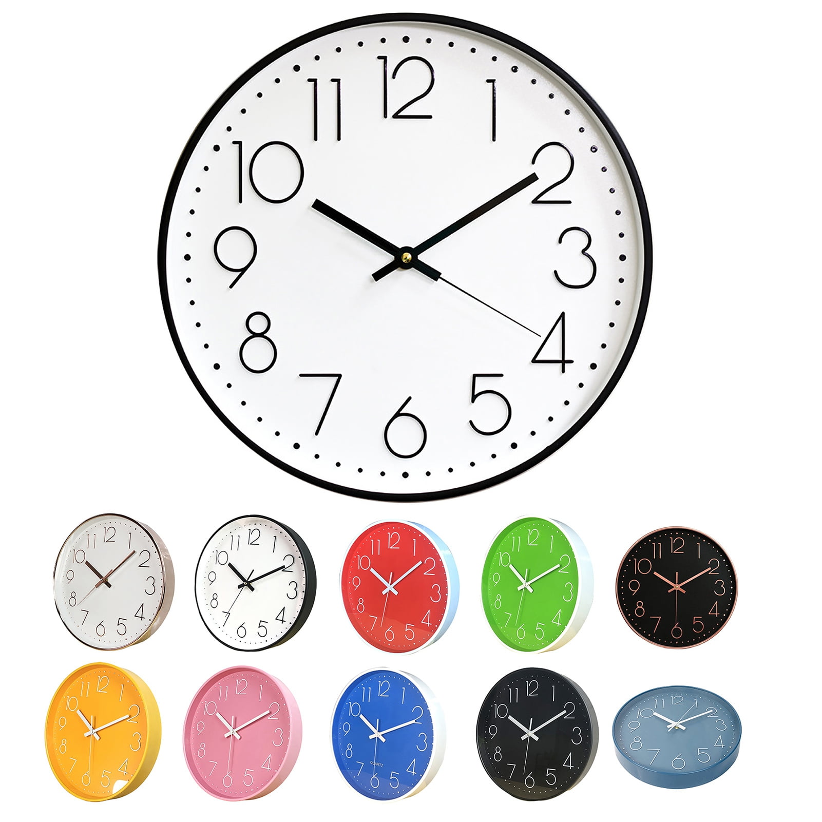 Chicmine 10 Inch Digital Clock Round Hanging Wall Clock Noiseless 3D