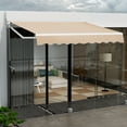 thumbnail image 1 of Patiojoy Auvent Rétractable avec Cadre en Aluminium Protection contre le Soleil/l'eau avec Revêtement PA Commande Manuelle Manivelle Conception à Angle Ajustable Beige, 1 of 10