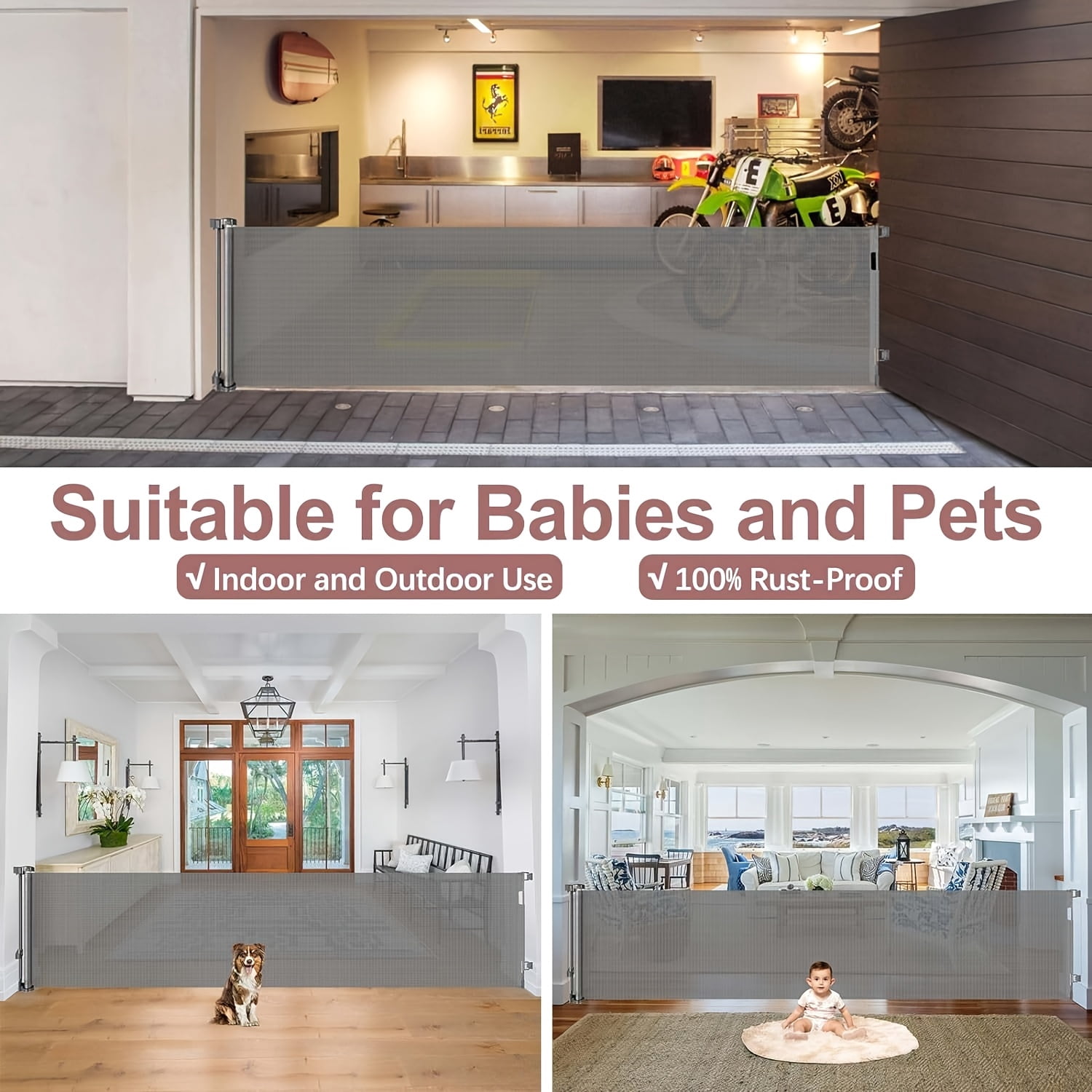 120inch Portable Mesh Safety Gate - Foldable, Easy-Install, Stair, Doorway, Hallway And Pet Gate for Dogs Safety, Secure And Convenient Barrier for, Pets