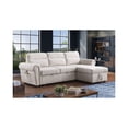 thumbnail image 4 of Hugoo 97"W Beige Chenille Reversible Sleeper Sectional Sofa Chaise w/USB+Pockets, 4 of 6