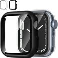 thumbnail image 1 of [Paquete de 2] Estuche para Apple Watch Series 7 de 45 mm con protector de pantalla, cubierta protectora rígida de PC, protector de vidrio templado para accesorios de Apple Watch (negro +, 1 of 6
