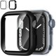 thumbnail image 1 of [Paquete de 2] Estuche para Apple Watch Series 7 de 45 mm con protector de pantalla, cubierta protectora de PC dura Protector de vidrio templado para accesorios de Apple Watch (negro + transparente), 1 of 6