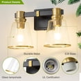 thumbnail image 5 of Deyidn 2-Light Black Gold Mid Century Modern Vanity Lights with Clear Glass Shades, 5 of 6