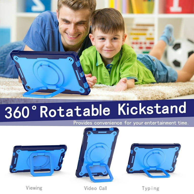 Kids Handle Grip Case for Lenovo Tab M10 Plus (3rd Gen) 2022 10.6 inch  2022, Heavy Duty Protection 360 Rotating Ring Kickstand Cover with  Adjustable Shoulder Belt for TB-125F/TB-128F,P-navy+blue 