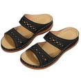 thumbnail image 4 of Sandalias de cuña para mujer con soporte para el arco, zapatillas de casa con puntera abierta para interiores y exteriores, 4 of 8