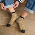 thumbnail image 3 of Rateoe Brown Flowers Pattern Quarter Crew Socks,Toe Seamed Ankle Socks,Cotton Cushioned Breathable Athletic Crew Sports Socks, 3 of 7
