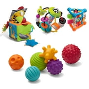 Infantino 0-12 Months Toy Value Set, includes 6-Piece Ball Set, Activity Triangle, Sensory Ball, Caterpillar Rattle, Ring Stacker, Discovery Cube, and Topsy Turtle