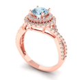 thumbnail image 2 of 1.3125 ct Round Cut Natural Swiss Blue Topaz Solitaire with Simulated Diamond Accents 14K Rose Gold Womens Engagement Ring, 2 of 5
