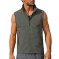 thumbnail image 3 of Men's Solid Color Sleeveless Vest Jacket Nylon Spandex Stand Up Collar Full Zip Cardigan With Multiple Pockets Lightweight Outerwear Casual Daily Travel | Zenithor,Army Green L, 3 of 9