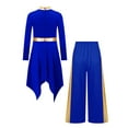 thumbnail image 3 of iiniim Girls Liturgical Praise Dance Dress Worship Asymmetric Tunic with Palazzo Pants Outfit Blue 10, 3 of 7