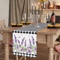 thumbnail image 2 of Table Runners 70 Inches Long Dress Scarves, Purple Lavenders Farmhouse Coffee/Dining/Kitchen Table Decor, Holiday Table Runner, Spring Floral Black Plaid Farmhouse 13x70 Inch, 2 of 9