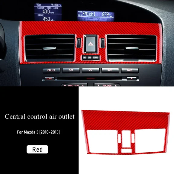 For Mazda 3 2010 2011 2012 2013 Real Carbon Fiber Car Dashboard Center Air Vent Outlet Frame Sticker Interior Trim Accessories.