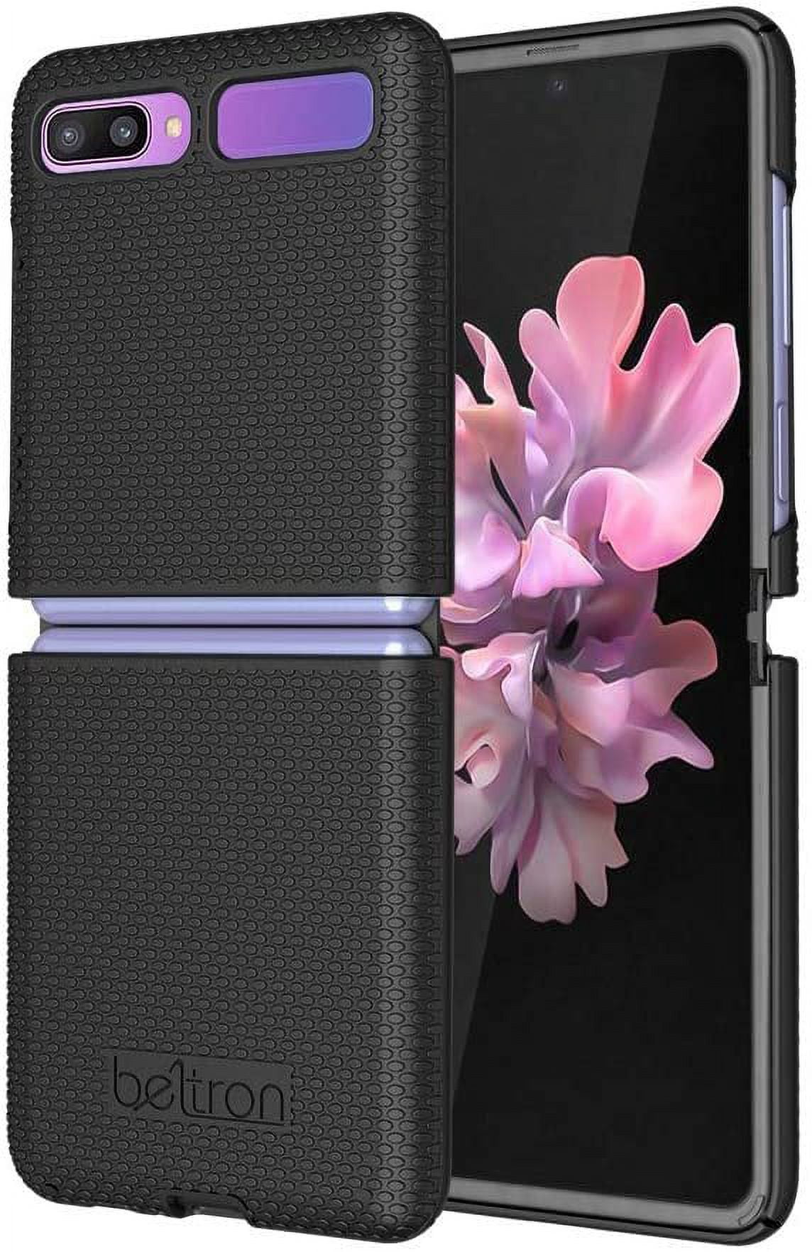 Galaxy Z Flip Case with Clip, BELTRON Snap-On Protective Cover with Rotating Belt Holster Combo and Built in Kickstand for Samsung Galaxy Z Flip Phone SM-F700