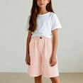 thumbnail image 3 of Mitankcoo Cotton Linen Strip Shorts for Girls Button Wide Leg Short Pants Summer Daily Casual Wear, 3 of 8