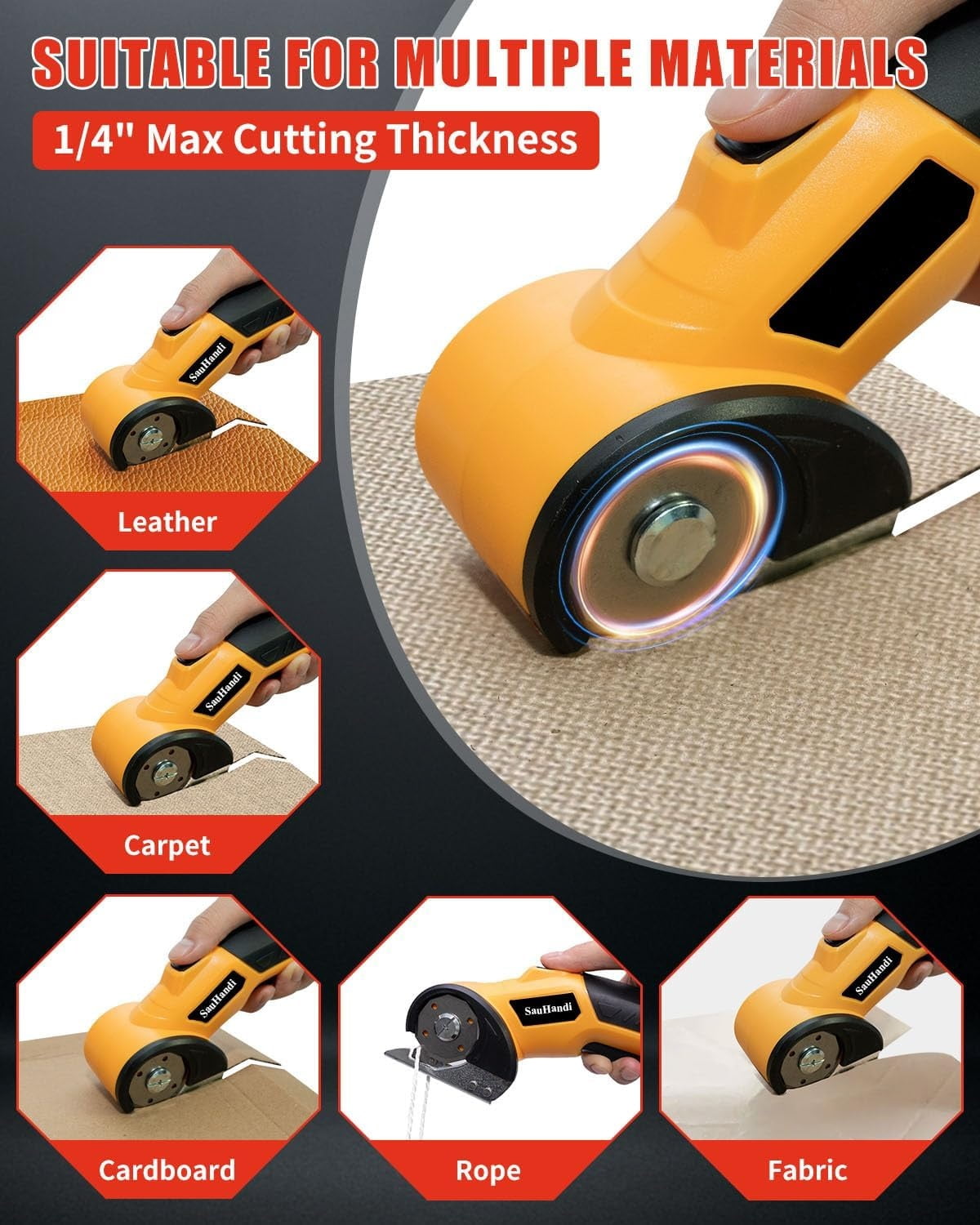 Cordless Electric Scissors with Safety Lock, 4V 320RPM Fabric & Cardboard Cutter, 1500mAh for Leather Paper Craft