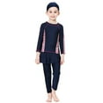 thumbnail image 2 of LYMAYTER Kids Baby Girl's Three-Piece Swimsuits Toddler UPF50+ Rash Guard Bathing Suit Long Sleeve Beach Sun Protection Swimwear with Hat 2-14Y, 2 of 11