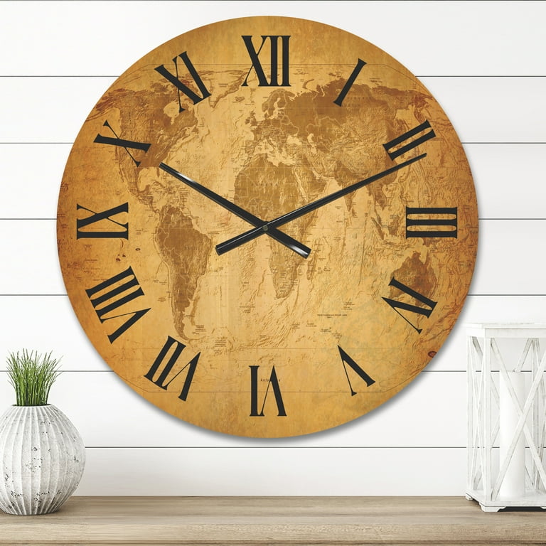 Designart 'Ancient World Map X' Vintage Wood Wall Clock - Walmart.com