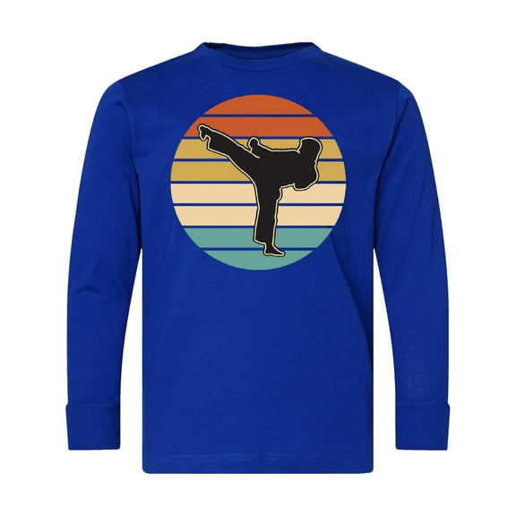 Inktastic Karate Martial Arts Silhouette Long Sleeve Youth T-Shirt
