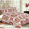 3-Piece Modern Bedspread Coverlet Quilt Set with Pillow Shams White/Red
