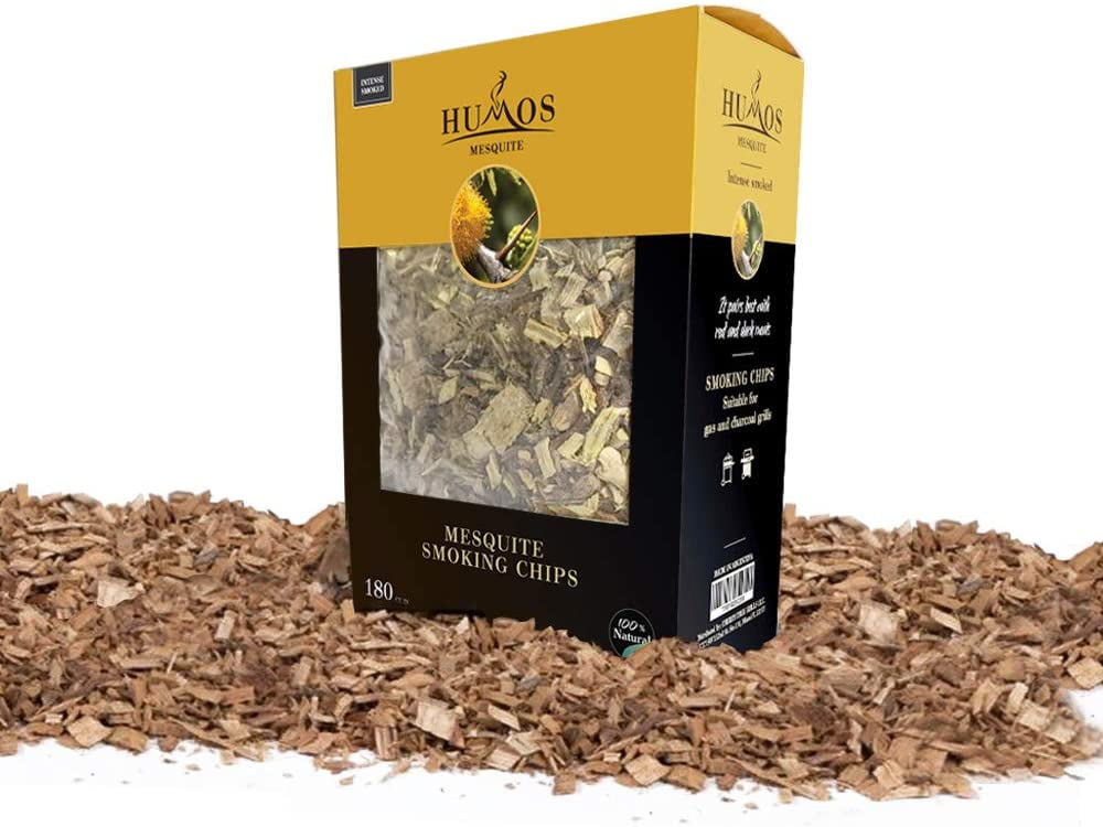HUMOS Mesquite Smoking Wood Chips for BBQ, Smoker, Kamado and Gas, Charcoal & Electric Grill (Mesquite)
