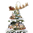 thumbnail image 2 of The Bradford Exchange Thomas Kinkade Wonderland Express Christmas Tree Decoration With Santa Sleigh Topper Lights Moving Train and Music With 8 Beloved Xmas Carols 16"-Inches, 2 of 7