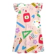 thumbnail image 6 of FUZHIQ Toddler Girls Back to School Print Dresses Ruffle Sleeve A-Line Flared Dress for School Daily Outfits,3-4 Years, 6 of 6