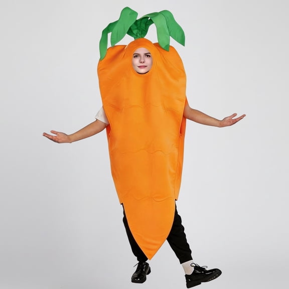 HOWPAY Adult Halloween Costumes Carrot Cosplay Jumpsuit Vegetable Role Play Outfit Funny Fancy Dress For Masquerade Party Carnival Anime Event Halloween Costume A