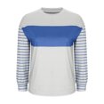 thumbnail image 7 of Jalioing Striped Shirts Tops for Women Casual Loose Long Sleeve Pullover Shirts Side Slit Crew Neck Fashion Tee, 7 of 7