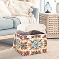 thumbnail image 5 of WOBOGO Bohemian Motifs Large Collapsible Storage Box Flip Lid Fabric Decorative Organizer Container Basket with Handles 16.5×12.6×11.8in, 5 of 7