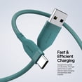thumbnail image 3 of Powertek Ultra 6ft USB-A to USB-C Cable, Teal, Braided Silicone, Ultra-Smooth Data Transfers, Durable Tangle-Resistant Charging Cable, 3 of 6