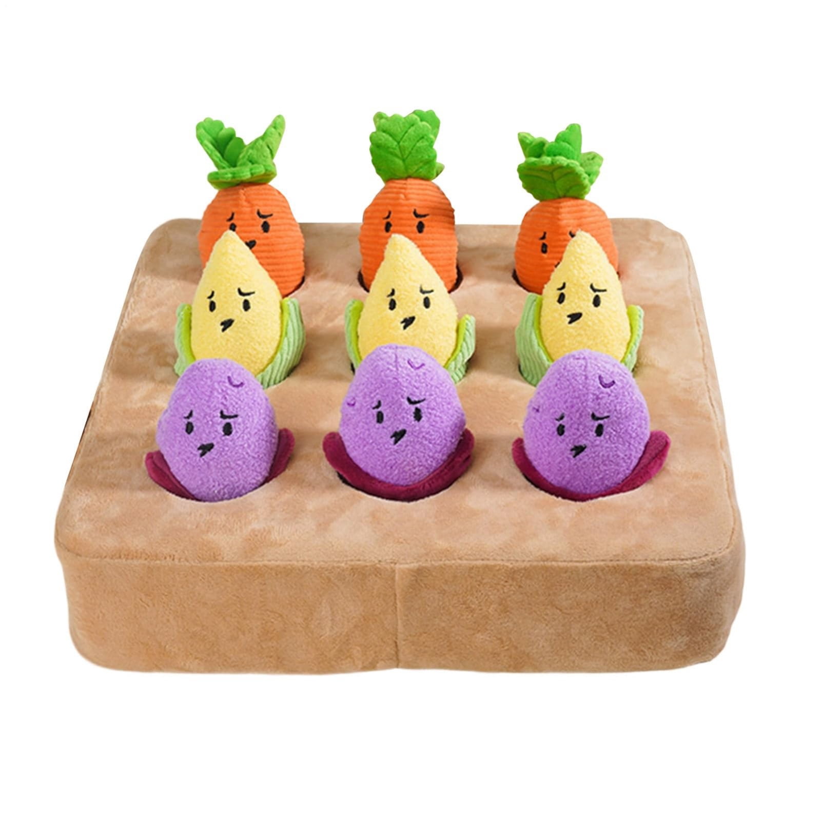Plush Garden Vegetable Patch Enrichment Dog Puzzle for Foraging and Brain Challenge Interactive Snuffle Mat for Puppies and Kittens Indoor Boredom Relief Pet Toy