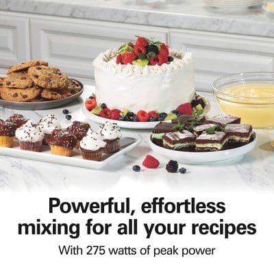 6 Speed Hand Mixer with Easy Clean Beaters Snap-On Case 7 Attachments Black : 275W, Dishwasher-Safe Parts