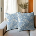 thumbnail image 4 of Vintage Floral Pillow Covers 20x20 Inch Set of 2 Rustic Baby Blue and White Outdoor Decorative Throw Pillows Chinoiserie Flower Toile Pillowcases Cushion Covers for Couch Home Decor, 4 of 4