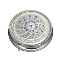 Blue Gemstones Fashion Bling Three Section Pocket Purse Travel Pill Box Case