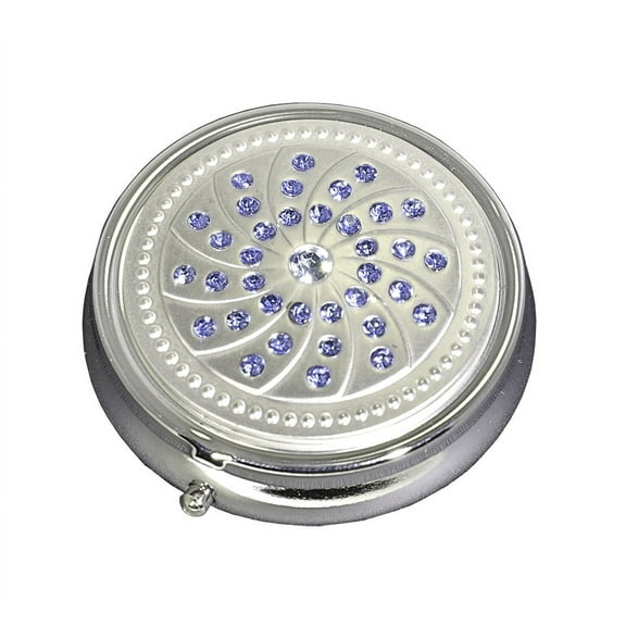 Blue Gemstones Fashion Bling Three Section Pocket Purse Travel Pill Box Case