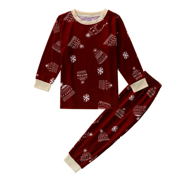 Odeerbi Christmas Pajamas for Family Boys Girls 2025 Fashion Cute Snowflake Print Top Pants Suit Parent child Wear Kid Claret
