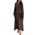 thumbnail image 1 of Vestido Islámico Elegante de Color Liso con Mangas Murciélago para Mujer. Café M, 1 of 7