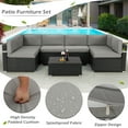 thumbnail image 4 of YODOLLA 7-Piece Patio Furniture Set, Black Rattan Wicker Sectional Sofa Couch Outdoor Conversation Set with Table In Gray, 4 of 9