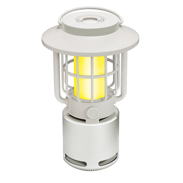 Linterna LED recargable Naiovety con lámpara de llama y altavoz Bluetooth Blanco
