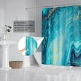 thumbnail image 3 of Blue Gold Marble Shower Curtain Abstract Cracked Lines Modern Decor Waterproof Texture Washable Fabric Add Sophistication to Your Bathroom (36"x72) Includes Hooks, 3 of 5