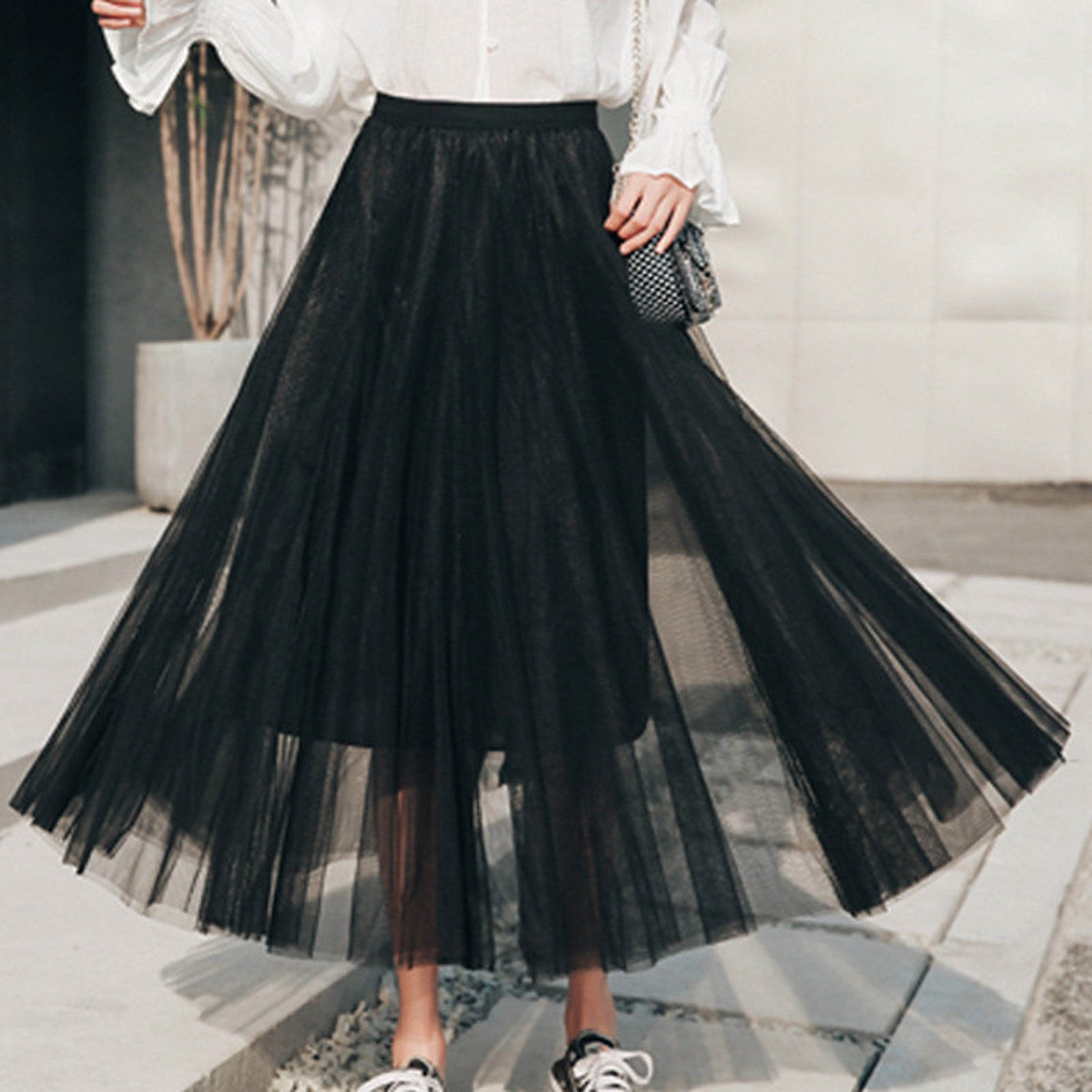 Black tulle skirt long sale