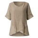 thumbnail image 5 of Puntoco Mujeres Casual Lotu Manga V-Cuello Sólido Irregular Blusa tops Camiseta Puntoco Puntoco-1395, 5 of 6