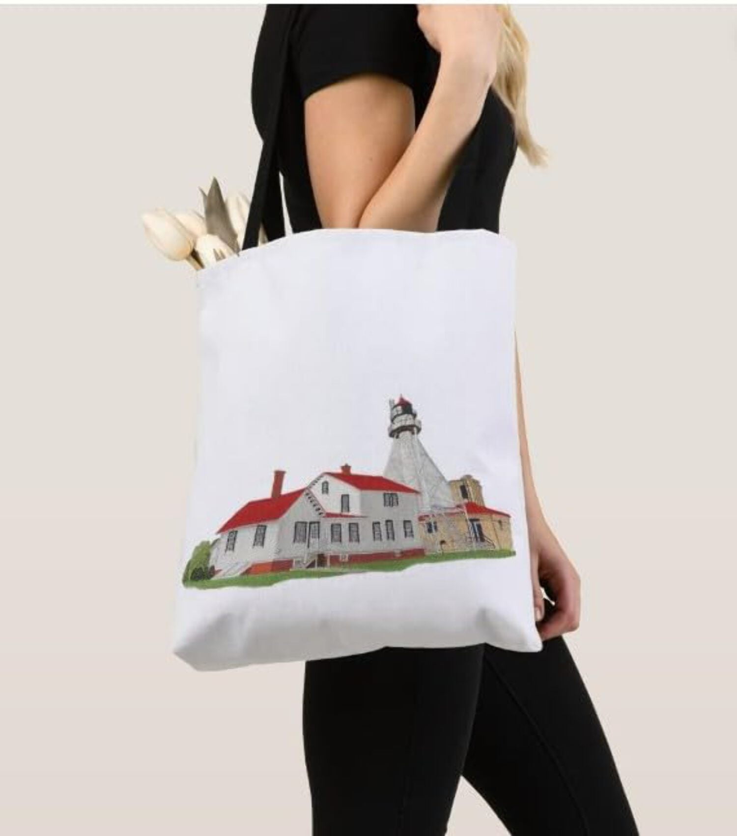 Captain I See The Light Custom and Unique Lighthouse [ Whitefish Point Lighthouse (Michigan) ] Embroidered Iron on/Sew Patch (10.99" x 6.9")