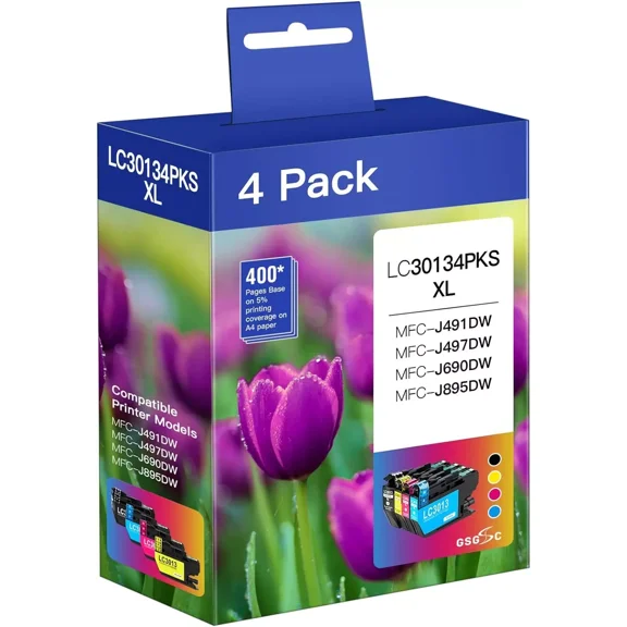 4x LC3013 LC3011 XL Ink replacement for Brother MFC-J491DW J497DW MFC-J895DW