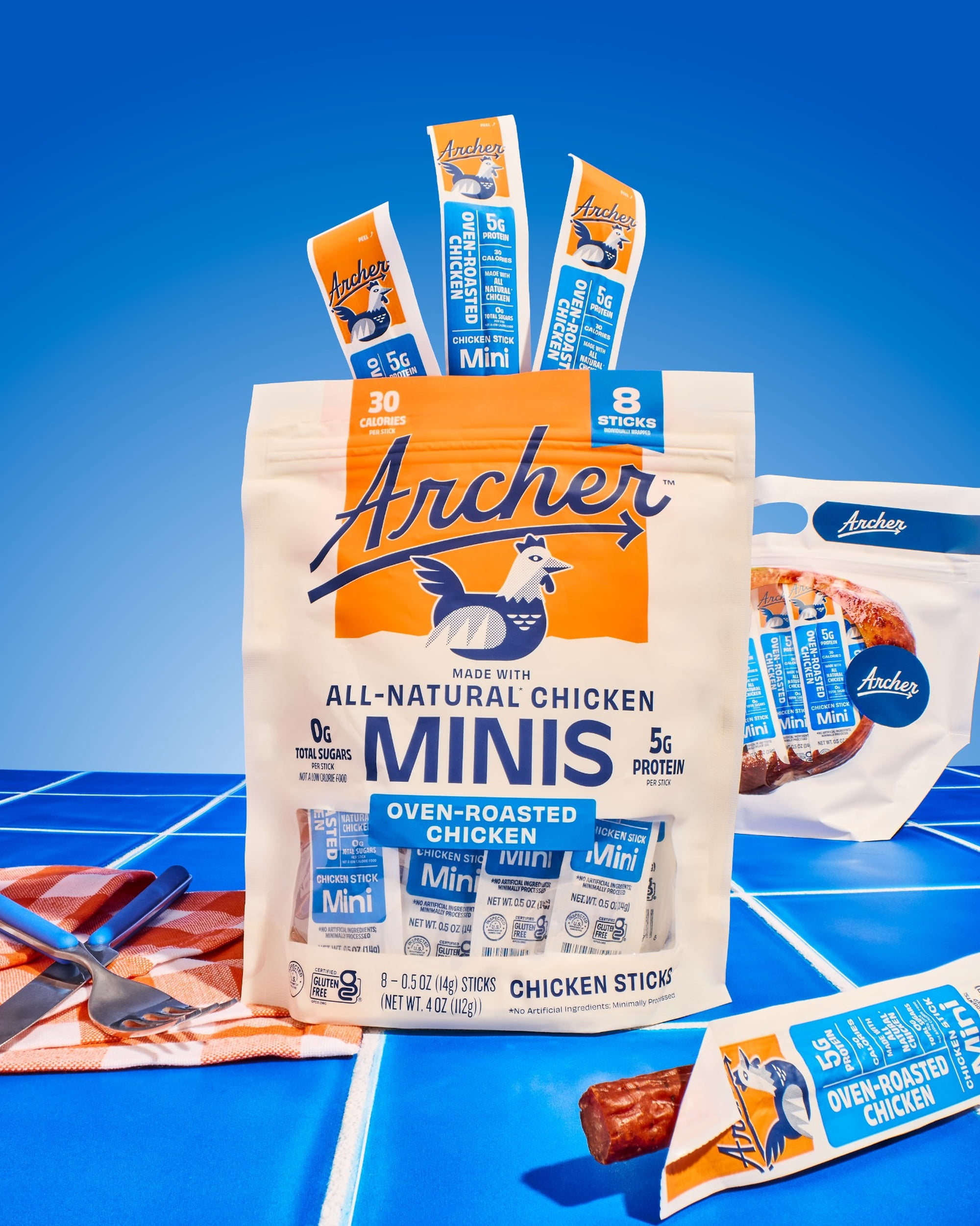 Archer Oven-Roasted Chicken Mini Jerky Sticks, 0.5 oz, 8 Count