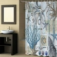 thumbnail image 2 of Fabric Shower Curtain Ocean Nautical Starfish Octopus Coral Shell Plaid Wood Grain Shower Curtains with 12 Hooks Waterproof Machine Washable Bath Curtains for Bathroom, 72 x 84in, 2 of 6
